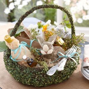 Pottery Barn Large Greenvine Moss, Grapevine Easter Basket & Sisal Bunny